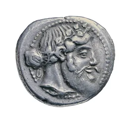 Antike griechische Silbermünze aus Naxos, 460 v. Chr.